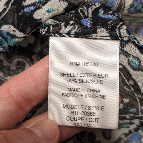 Joie Silk Paisley Print Sheer Top Elastic Stretch Arms and Neckline - Picture 4 of 10